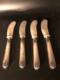 4 Mother Of Pearl Knives Marked 800