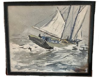 Frederick Julian Ilsley (American, 1855-1933) Original 1931 Watercolor 'Wing And Wing' Signed & Titled