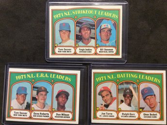 (3) 1972 Topps NL ERA, Strikeout & Batting Leaders Cards