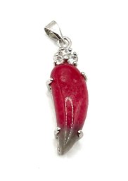 Vintage Red Stone With Clear Stones Red Pepper Pendant