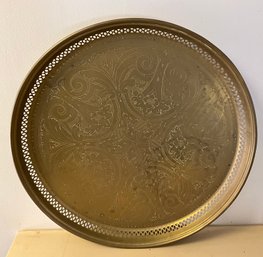 Large Etched Brass Serving Tray