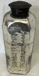 Antique A VAN HOBOKEN ROTTERDAM Silvered Bottle With Embossed Metal Top