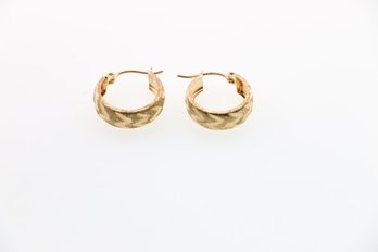 14k Yellow Gold Diamond Cut Earrings