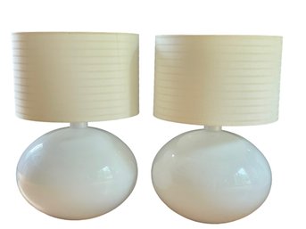 Pair Of Anne Nilsson Designed Ikea White Globe Lamps