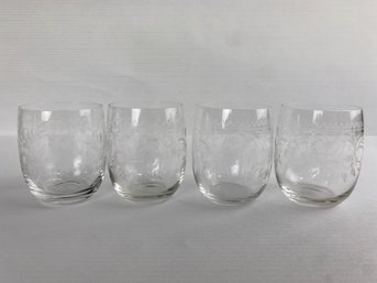 Antique Hand Etched Cordial Glasses