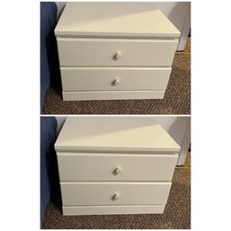 Pair Of Painted White Wooden Night Stands  20'W X 17' X 14.5  Two Drawers