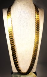 Great Vintage Gold Disc Formed Linked Chain Necklace 34' Long