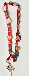 Disney Lanyard Filled With Assorted Pins Disney Princesses, Aristocats, Little Mermaid, More