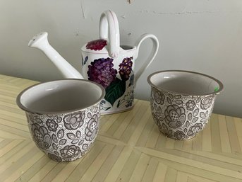 Ceramic Planters And Watering Jug