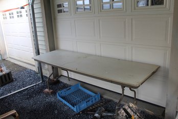 8 Ft Folding Table, Sturdy Older Heavy, Some Wear