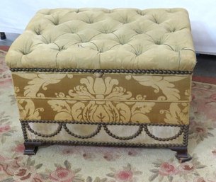 An Early Tufted & Upholstered Lift Top Storage Bench / Hassock
