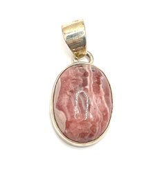 Sterling Silver Polished Pink Agate Stone Pendant