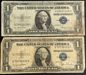 2 $1 Silver Certificates 1935-D, 1935-E