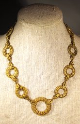 Antique Czech. Gold Plated Brass Filigree Necklace Having 'ring' Design