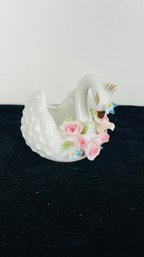 Vintage Lefton China Hand Painted Swan Trinket Dish