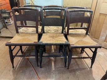 SET OF SIX ANTIQUE HITCHCOCK STYLE DINING CHAIRS