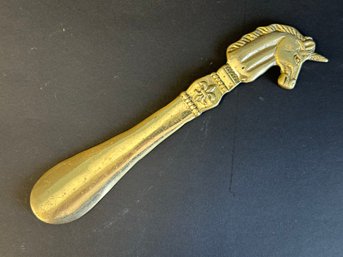 A Fun Unicorn Shoehorn In Brass