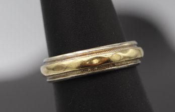 Vintage 14k White & Yellow Gold Wedding Band Ring