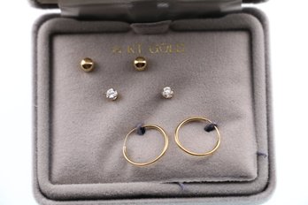 14k Yellow Gold Earring Set With Box