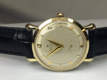 Incredible Vintage HAMILTON - MASTERPIECE 10K Solid Gold Mens Watch - Award Watch UNIROYAL Tires 1929-1969