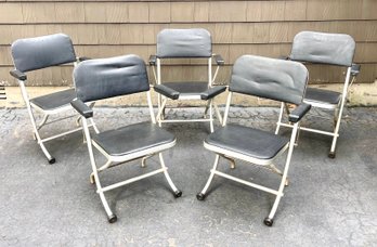 Set Of 5 1930s Warren McArthur Mayfair Industries Aluminum Folding Chairs