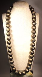 Vintage Large Silver Tone Ball Formed Beaded Necklace 28' Long