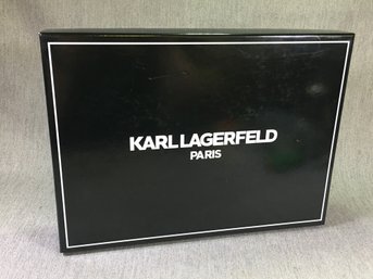 Awesome $195 Retail - Brand New KARL LAGERFELD Canvas Purse And Enamel Key Chain In Original Gift Box ! WOW !