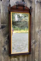 19th Century Walnut Empire Mirror With Hand Carved Top