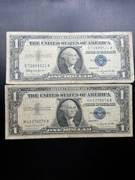 2 $1 Silver Certificates 1957-A, 1957-B