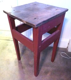 Antique Square Side Table Red Paint