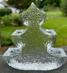 Vintage  Wiesenthal Hutte Germany Glass Block Christmas Tree 6 Candle Holder 6.5' X 6' ( READ Description)