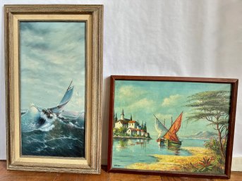 Vintage Marine Art Paintings By Durino & Taylor-Kowaleski, Signed (2 Pieces)