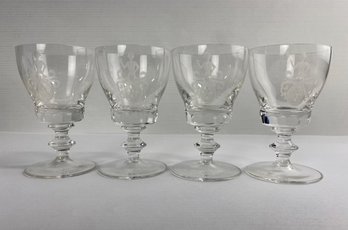 Etched Stemmed Sherry Wine Glasses (4)