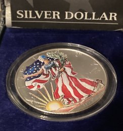 1999 Colorized Silver Dollar- Walking Liberty With Case And Paperwork