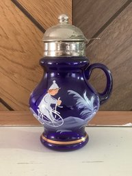 Blue Glass Painted Stein