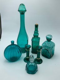 Blue-Green Glass Vases