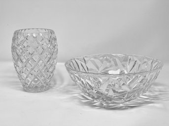 Tiffany & Co. Crystal Round Bowl Together With A Cut Crystal Vase