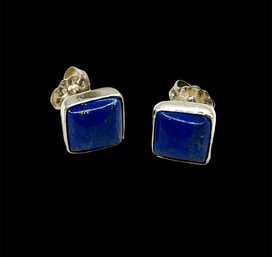 Vintage Sterling Silver Lapis Stud Earrings