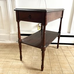A Vintage Wood End Table With Drawer