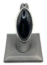 Amazing Large Onyx Color Oval Stone Adjustable Ring, Size 8
