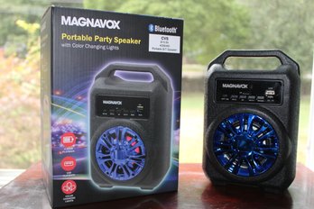 Magnavox Bluetooth Portable Party Speaker With Color Changing Lights With Box