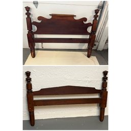 Vintage Wood Twin Head And Footboard - No Rails