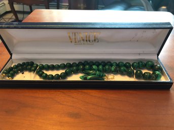 Vintage Malachite Necklace And Earrings