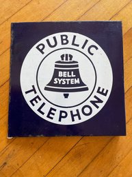 Antique Enameled Bell System Public Telephone Double Sided-sign