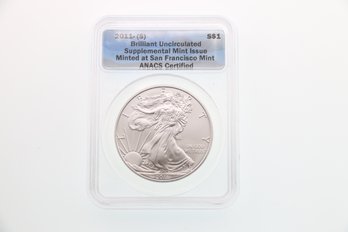 2011 S Silver Eagle Anacs BU Certified Coin