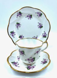 Collectable R Clarence Bone China Violets 3-Piece Set