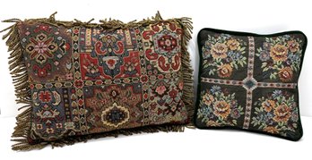 2 Small Persian Kashmir Design Woven Throw Pillows