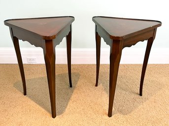 A Pair Of Inlaid Marquetry Triangle Form Side Tables, Possibly Maitland-Smith