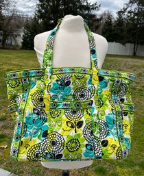 Vera Bradley LIME'S UP Tote 23' Across X 14' Tall  Strap Drop 12' 8 Storage Pockets Inside, 4 Outside-clean!