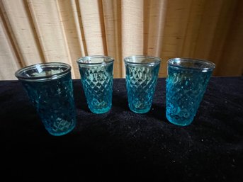 Set Of 4 Blue Drinking Glasses